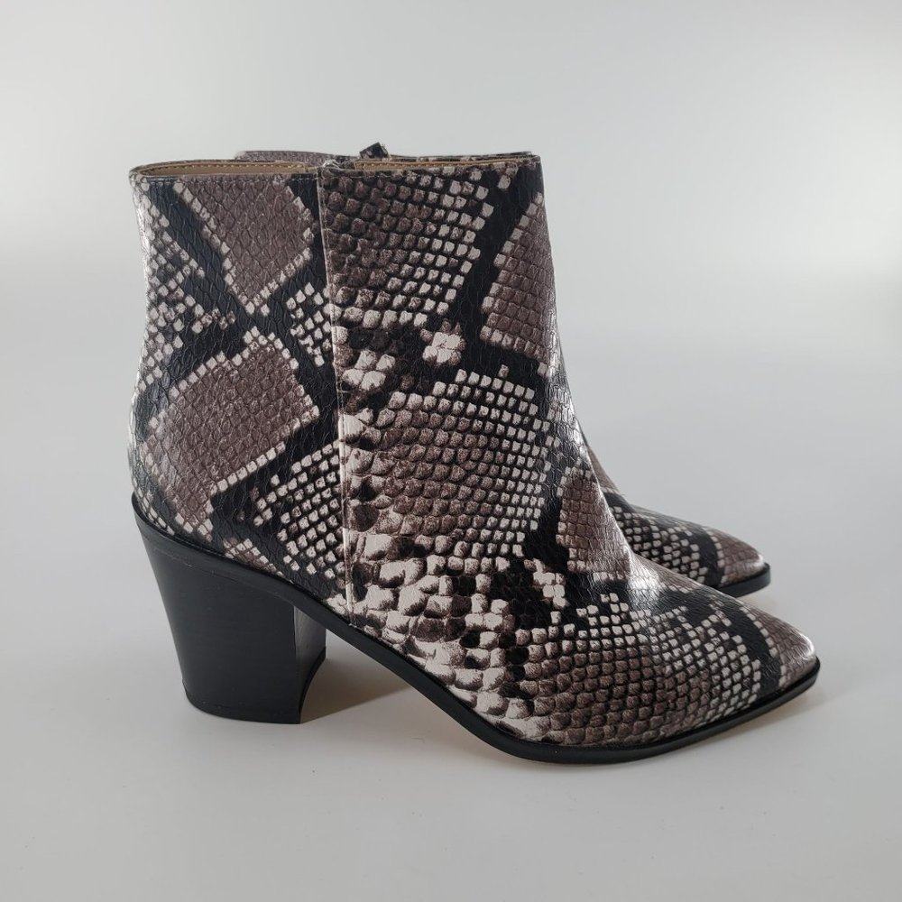 14th & Union Women's Snakeskin Block Heel Ankle Booties Size 9M